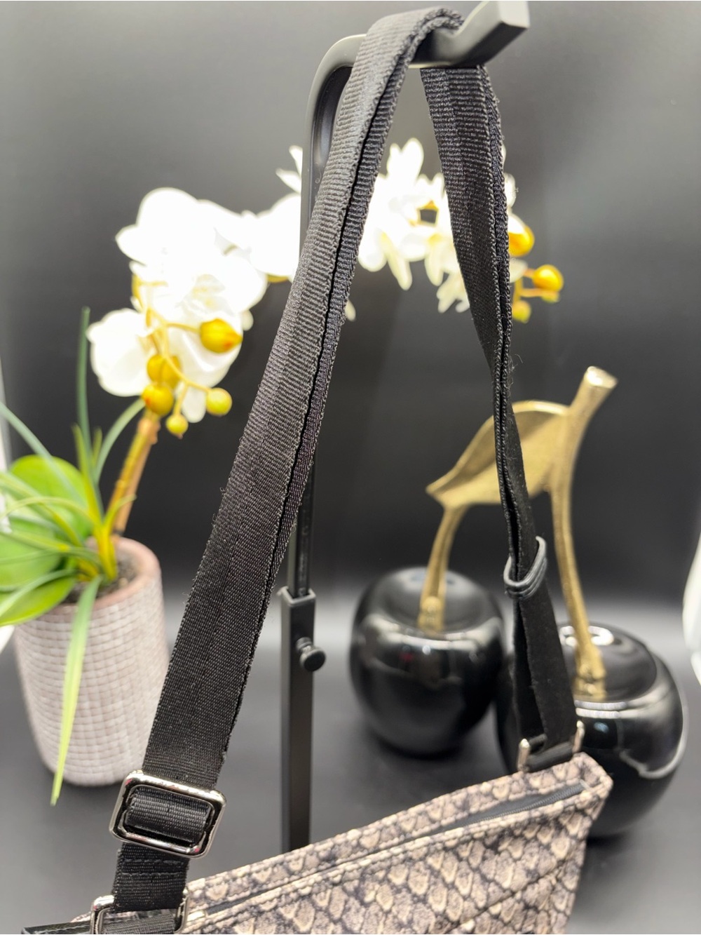 Coach Gray Patterned Crossbody Bag with Black Adjustable Strap